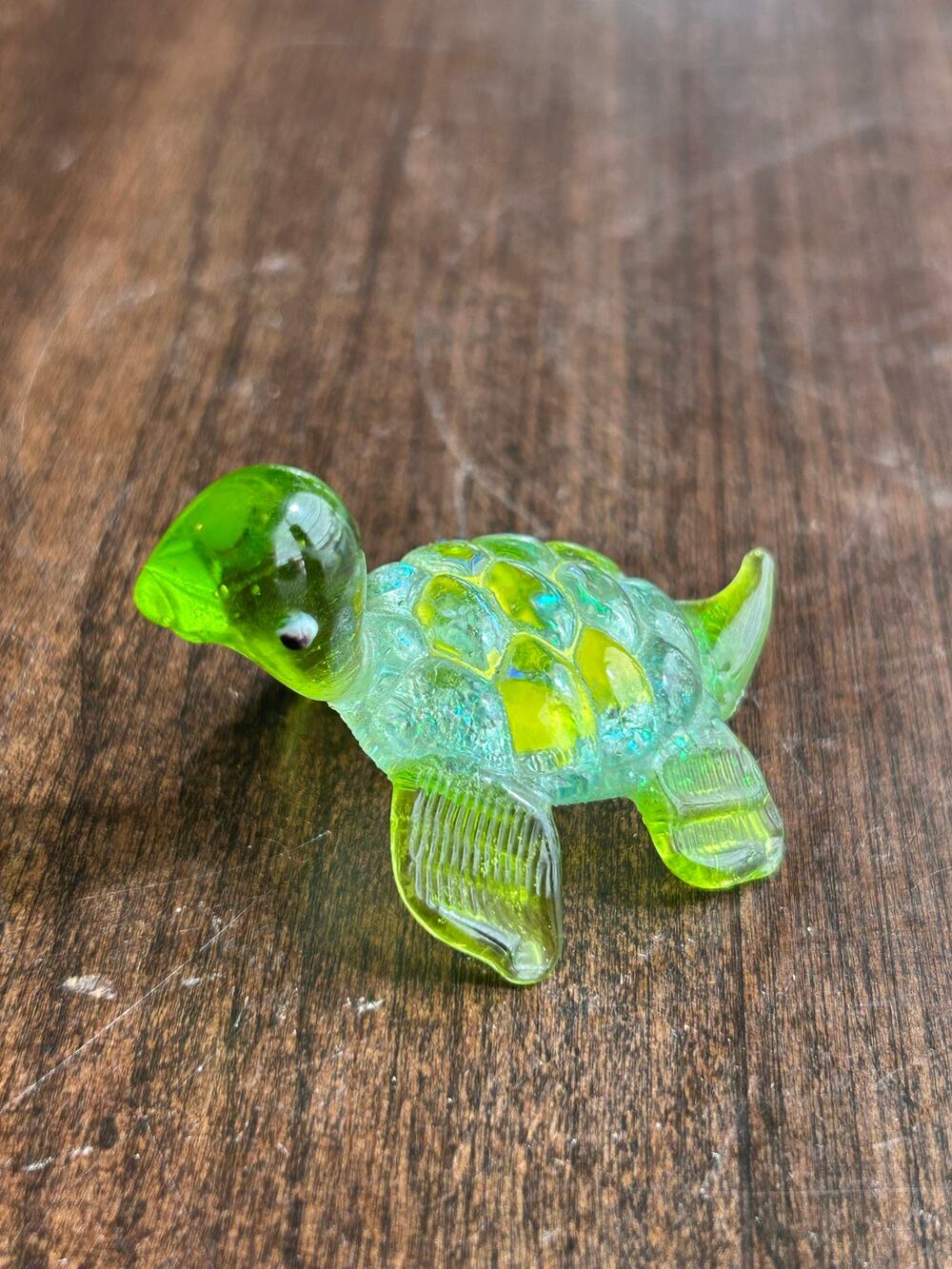 M1 Blue Yellow GLASS FIGURINE turtle glitter animal ganz